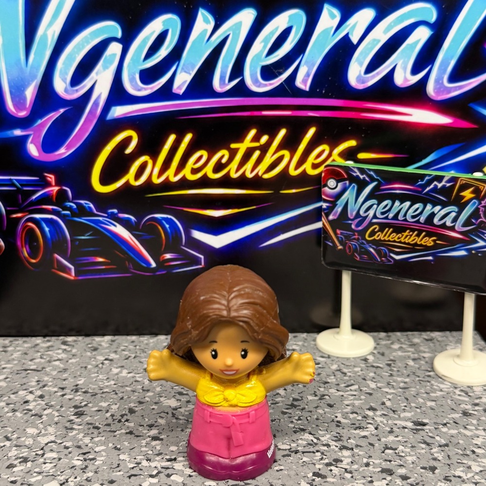 Fisher Price Little People Girl Brown Hair Yellow Bow Top Pink Pants 3473KBD